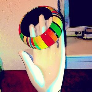 VINTAGE colorful wood bangle
